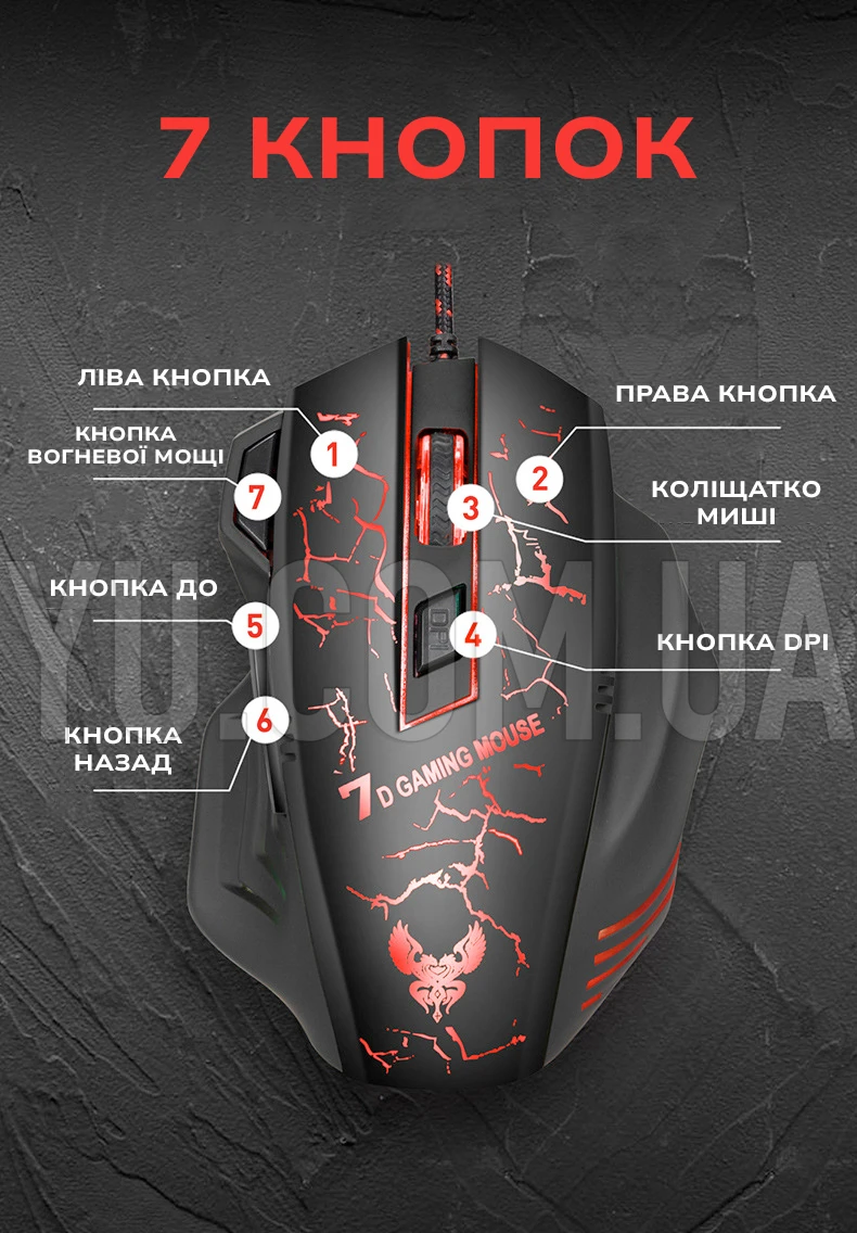 Миша ігрова GAMING MOUSE X7 4800 dpi LED Миша ігрова GAMING MOUSE X7 4800 dpi LED